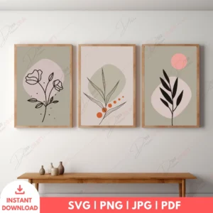 Boho Botanical Line Art Bundle – Neutral Wall Art Prints