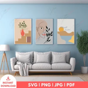 Modern Boho Abstract Wall Art Set – Digital Print Bundle
