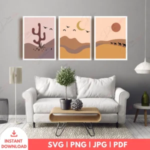 Desert Boho Wall Art Set – Minimalist Landscape Prints