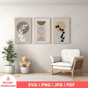 Minimal Boho Geometric Wall Art Set – Neutral Prints