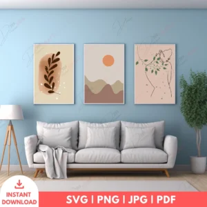 Abstract Boho Wall Art Set – Feminine Line & Nature Prints