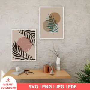 Minimalist Boho Palm Wall Art Set – Earthy Digital Prints