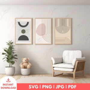 Geometric Boho Line Art Wall Art Set – Modern Prints