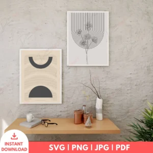 Minimalist Boho Line Art Wall Art Set – Modern Digital Prints