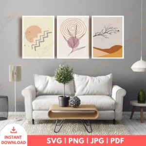 Abstract Boho Landscape Wall Art Set – Earthy Digital Prints