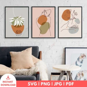Abstract Boho Woman & Plant Wall Art Set – Modern Prints