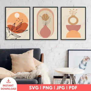 Modern Boho Botanical Celestial Art Set – Neutral Prints