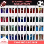 Football Zippers PNG Bundle – All NFL Teams Included