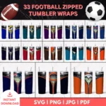 Football Zippers PNG Bundle – All NFL Teams Included