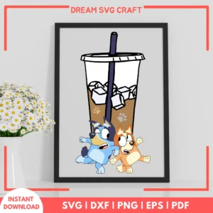 Bluey And Iced Coffee SVG