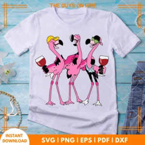 Flamingo Wine Glasses Drunk SVG