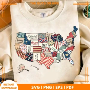 Retro America USA Map PNG for Sublimation - Vintage Design for Crafts & Prints