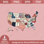Retro America USA Map PNG for Sublimation - Vintage Design for Crafts & Prints