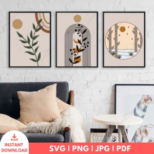 Modern Boho Arch Botanical Wall Art Set – Digital Prints
