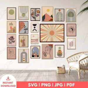 Complete Boho Gallery Wall Art Bundle – 20 Digital Prints Set