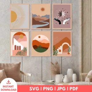 Mystical Boho Landscape Wall Art Set – Celestial Digital Prints