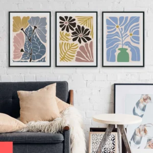 Vibrant Boho Floral Modern Wall Art Set – 3 Digital Prints