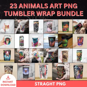 Watercolor Animal Tumbler Wrap Bundle – 23 PNG Designs