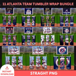 Atlanta Braves Baseball Champions Tumbler Wrap Bundle – 11 PNGs