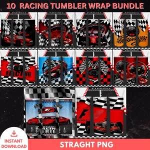Racing Cars Tumbler Wrap Bundle – 10 PNG Designs for 20oz