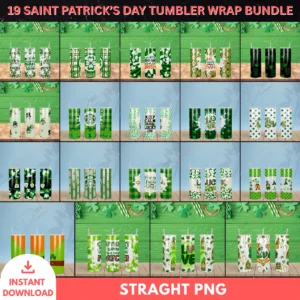 19 Saint Patrick’s Day Tumbler Wrap Bundle – PNG Designs