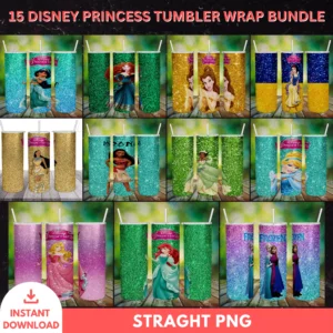 15 Disney Princess Tumbler Wrap Bundle – PNG Designs