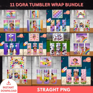 11 Dora Tumbler Wrap Bundle – PNG Designs for 20oz