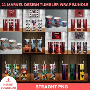 11 Marvel Design Tumbler Wrap Bundle – PNG for 20oz Tumblers