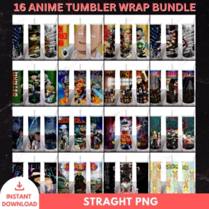 16 Anime Tumbler Wrap Bundle – PNG Designs for 20oz