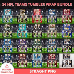 24 NFL Teams Tumbler Wrap Bundle – PNG Football Designs