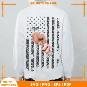 Father Son One Hand With Amerian Flag PNG