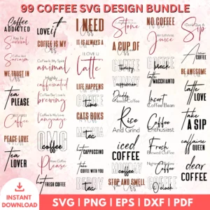 Coffee Bundle SVG | Premium Coffee SVG Bundle | Mug & Quote SVGs | Funny Coffee Sayings